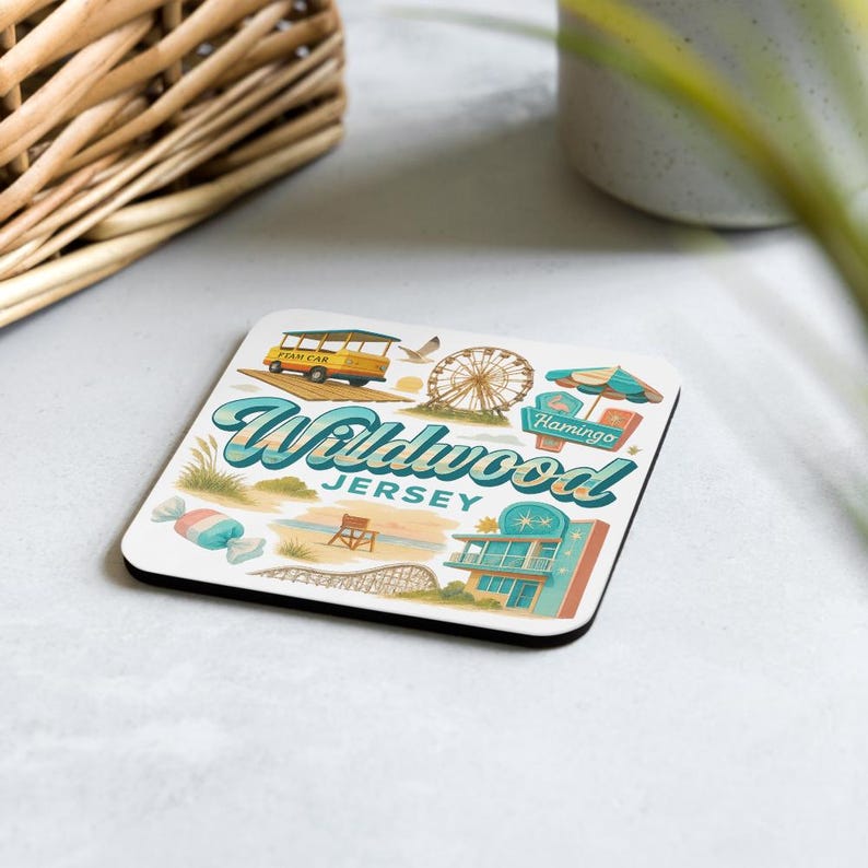 Wildwood New Jersey Cork Coaster – Boardwalk Attractions Souvenir Home Decor image 6