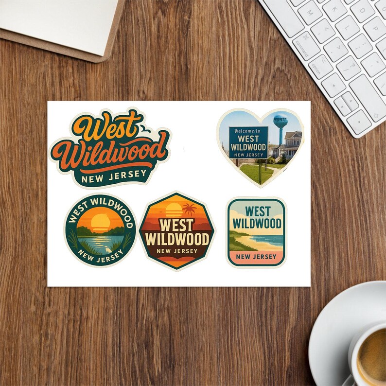 West Wildwood New Jersey Sticker Sheet – Vintage Travel Landmarks image 3
