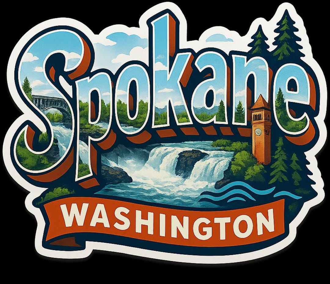 Spokane Sticker Spokane Washington Souvenir Sticker - Regular Vinyl or Holographic ...