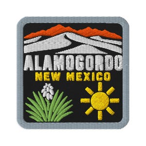 Alamogordo New Mexico Sands Dunes Souvenir Embroidered Patch - Square Oval or Round Shapes Iron On Sew On Collectible