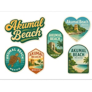 Akumal Beach Mexico Sticker Set – Tropical Travel Decals
