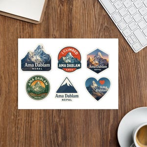 Ama Dablam Sticker Sheet - 6 Summit Climbing Vinyl Stickers - Mountain ...