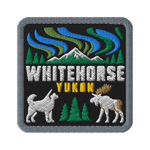Whitehorse Yukon Moose Souvenir Embroidered Patch Iron On Sew On - Square Oval or Round Shapes Collectible