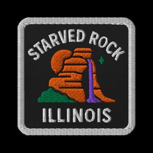 Écusson brodé Starved Rock Illinois - Badge carré souvenir de voyage State Park