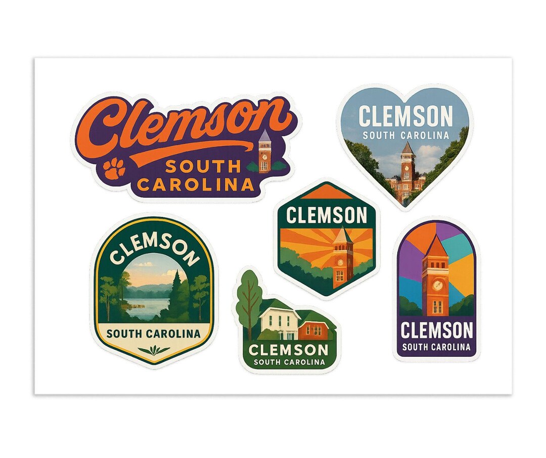 Clemson South Carolina Sticker Decal Set – Travel Souvenir 6-pack - Etsy
