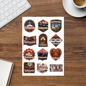 Kathmandu Nepal Souvenir Sticker Bogen: 12 Kiss-Cut Vinyl Sticker (Laptop, Wasserflasche) Bild 3