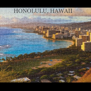 Honolulu Hawaii Oceanfront Skyline Jigsaw Puzzle - 252 & 520 Pieces Souvenir