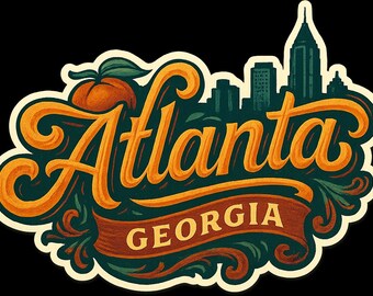 Atlanta Georgia Fridge Magnet or Kiss-Cut Stickers Travel Souvenir Gift Decor