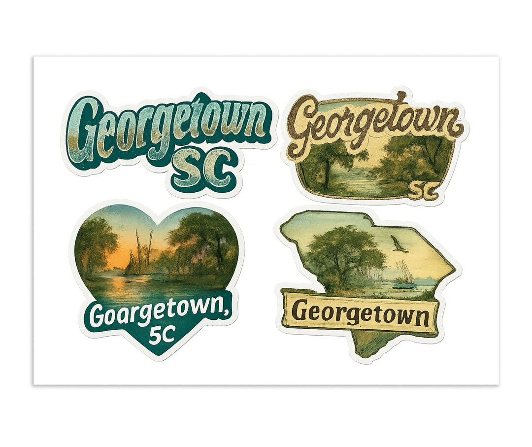 Georgetown SC 4-pack Sticker Sheet Vinyl Souvenir Travel Decals ...