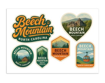 Beech Mountain NC Sticker Sheet – Vintage Travel Stickers