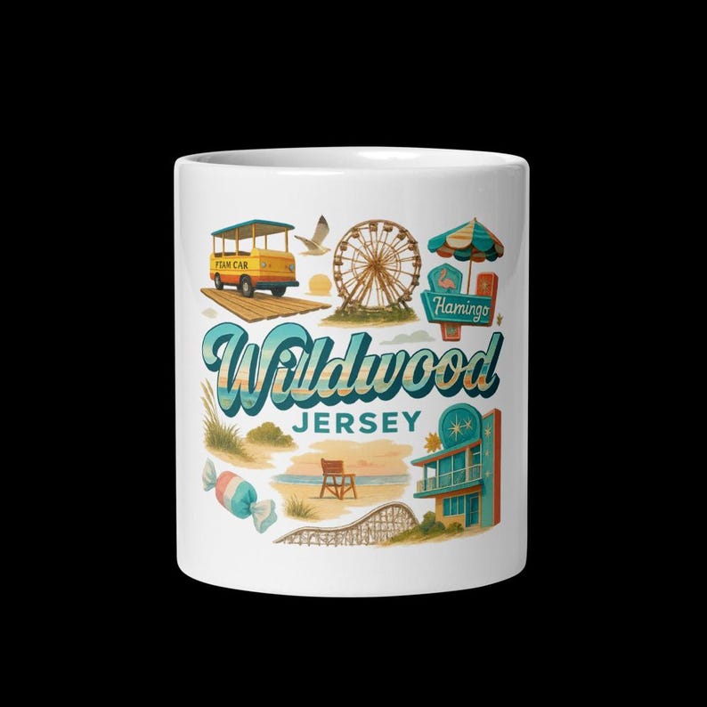 Wildwood New Jersey Boardwalk Ceramic Mug – Beach Travel Souvenir Cup image 1