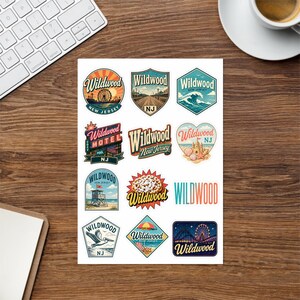 Wildwood New Jersey Retro Sticker Sheet – Boardwalk, Beach, Shore Souvenir (12 Pack) image 3