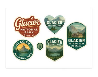 Glacier National Park Sticker Sheet: Montana Travel Souvenir - 6 Pack