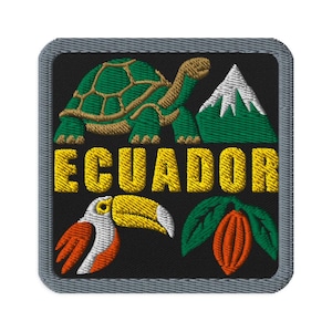 Ecuador Giant Tortoise Souvenir Embroidered Patch Iron On Sew On - Square Oval or Round Shapes Collectible