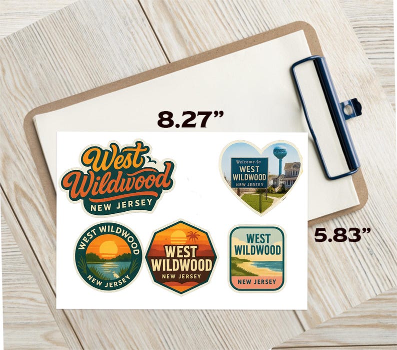 West Wildwood New Jersey Sticker Sheet – Vintage Travel Landmarks image 2