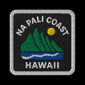 Na Pali Coast Hawaii Embroidered Patch - Square Travel Souvenir Keepsake for Backpack Jacket