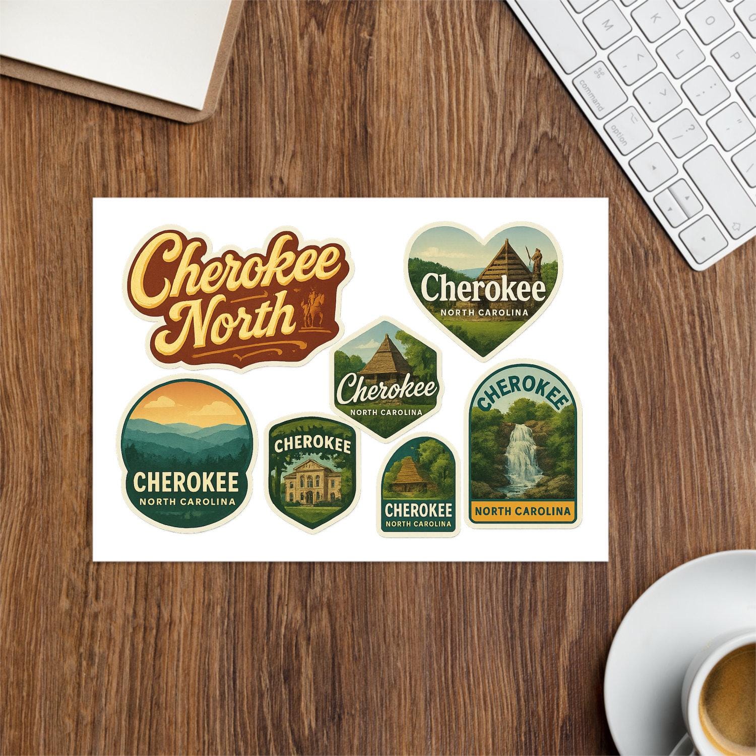 Cherokee North Carolina Sticker Sheet - 7 Travel Souvenir Stickers