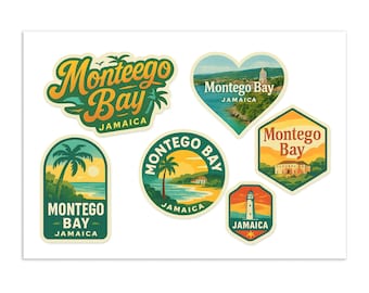 Montego Bay Jamaica Sticker Sheet: Tropical Travel Souvenir