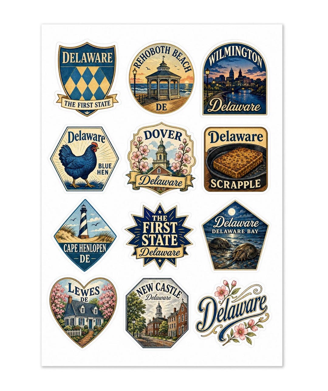 Delaware 12 Pack Sticker Sheet 1.5 Inch Highlights Variety Pack Iconic ...