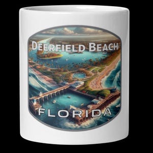 Deerfield Beach Florida Scenic Coffee Mug - 11oz 15oz 20oz Souvenir Gift