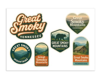 Klistermärkesark med Smoky Mountains - Vintage Tennessee-resedekaler