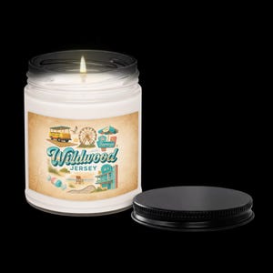 Wildwood New Jersey Souvenir Candle - 9oz Soy Wax Destination Travel Candle with Custom Label image 1