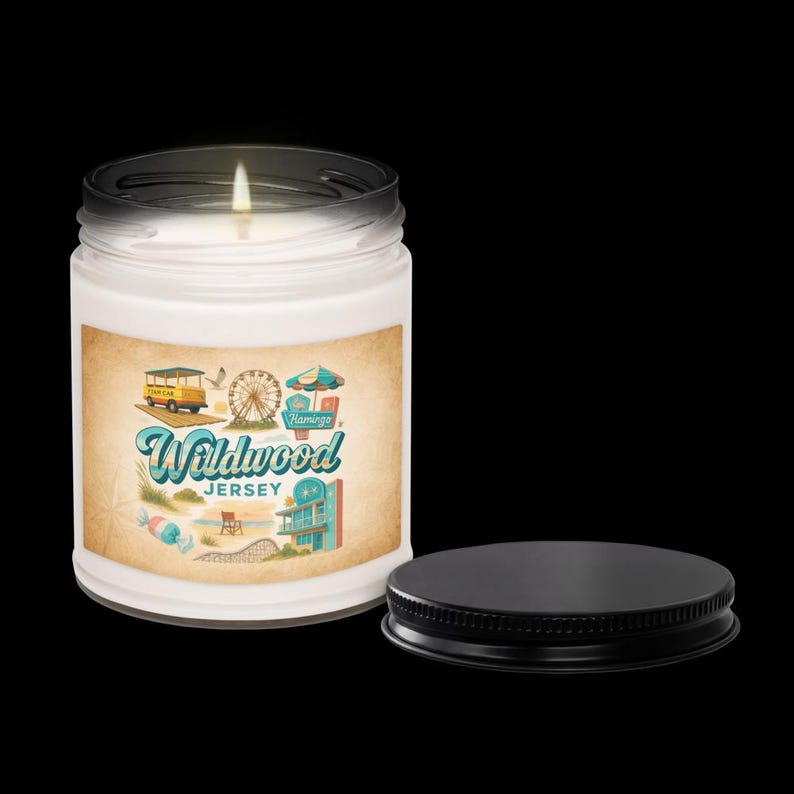 Wildwood New Jersey Souvenir Candle - 9oz Soy Wax Destination Travel Candle with Custom Label image 1