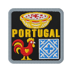 Portugal Rooster Pastry Tile Souvenir Embroidered Patch Iron On - Square Oval or Round Shapes Sew On Collectible