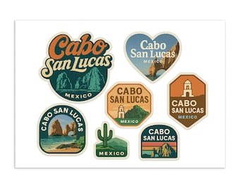 Cabo San Lucas Sticker Sheet - Vintage Mexico Travel Stickers