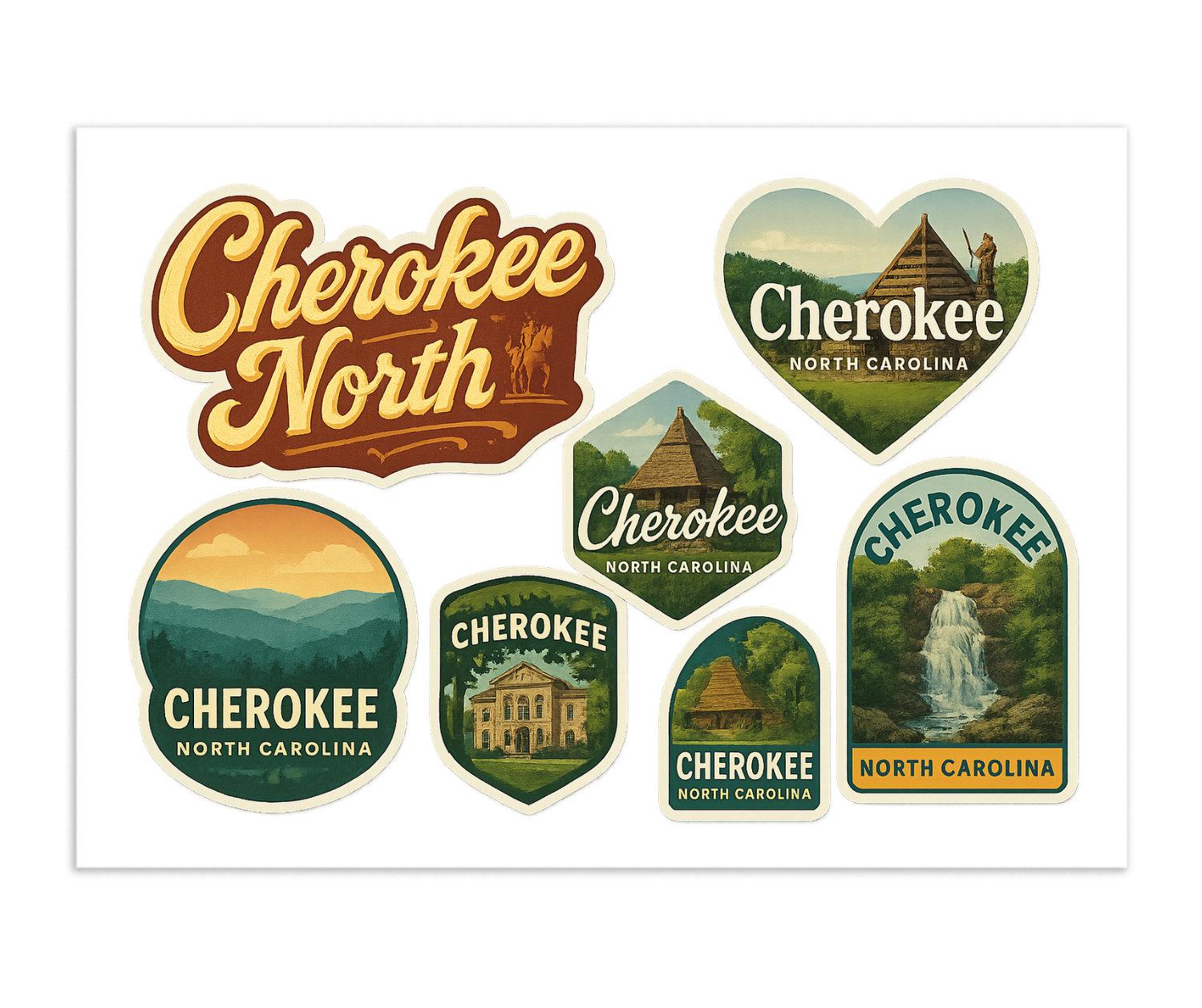 Cherokee North Carolina Sticker Sheet - 7 Travel Souvenir Stickers