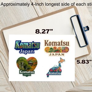 Komatsu 4-Pack Vinyl Sticker Sheet Souvenir Travel Decal Waterproof image 2