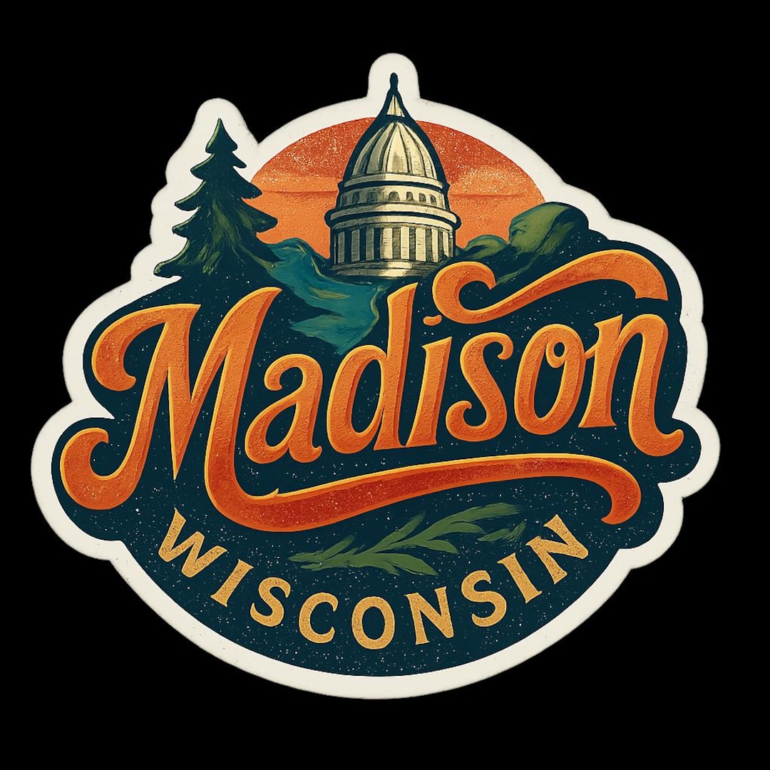 Wisconsin Madison Sticker Madison Wisconsin Sticker Magnet Travel Souvenir Gift Decor Vinyl Die ...