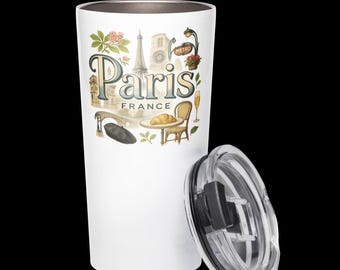 Paris France Tumbler – Insulated Coffee Cup with Iconic City Design