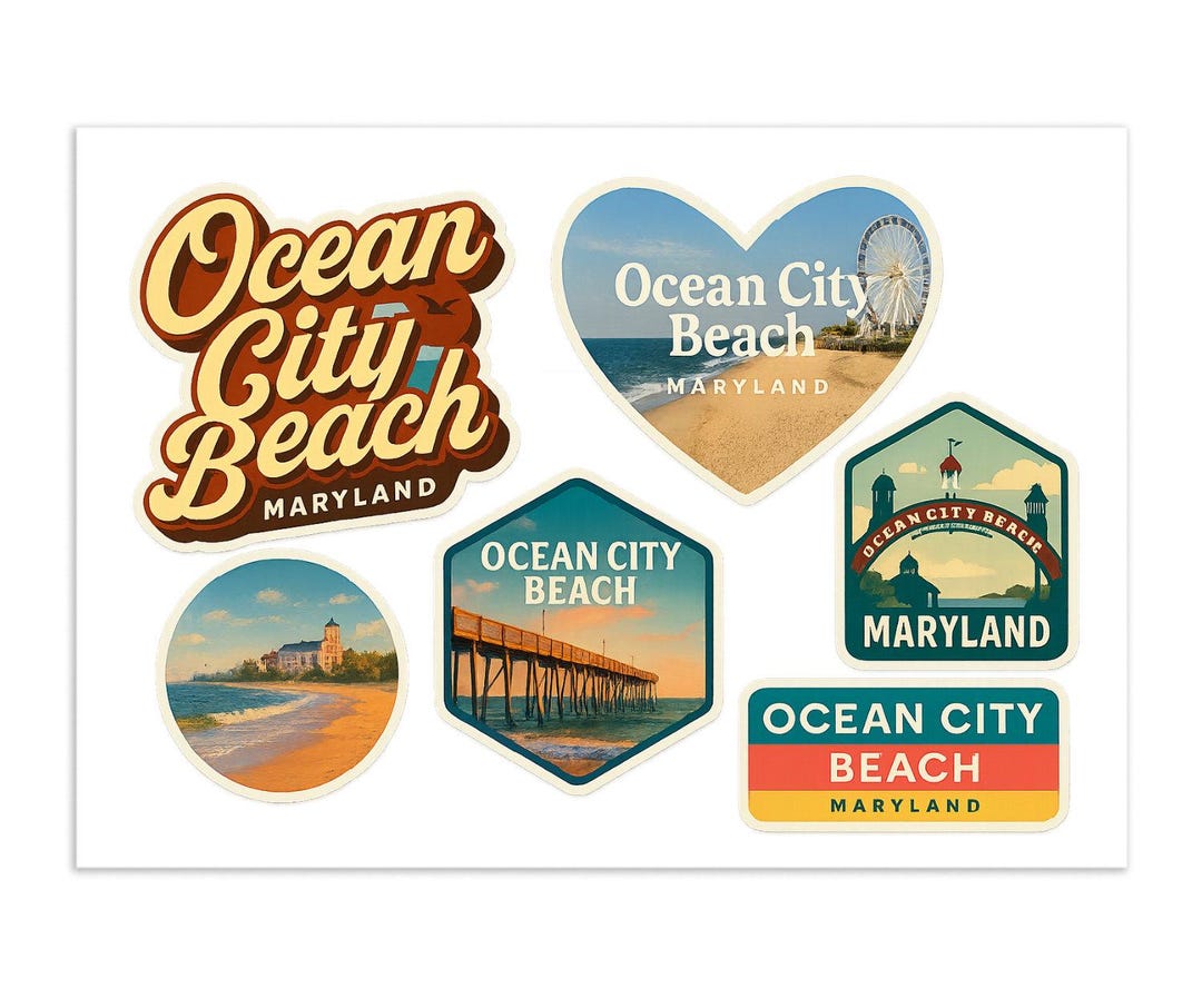 Odk Sticker Ocean City Maryland Sticker Sheet – Beach Boardwalk Souvenir Decals - Etsy