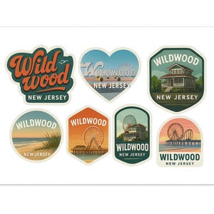 Wildwood New Jersey Sticker Bogen – Vintage Reiseaufkleber Bild 1