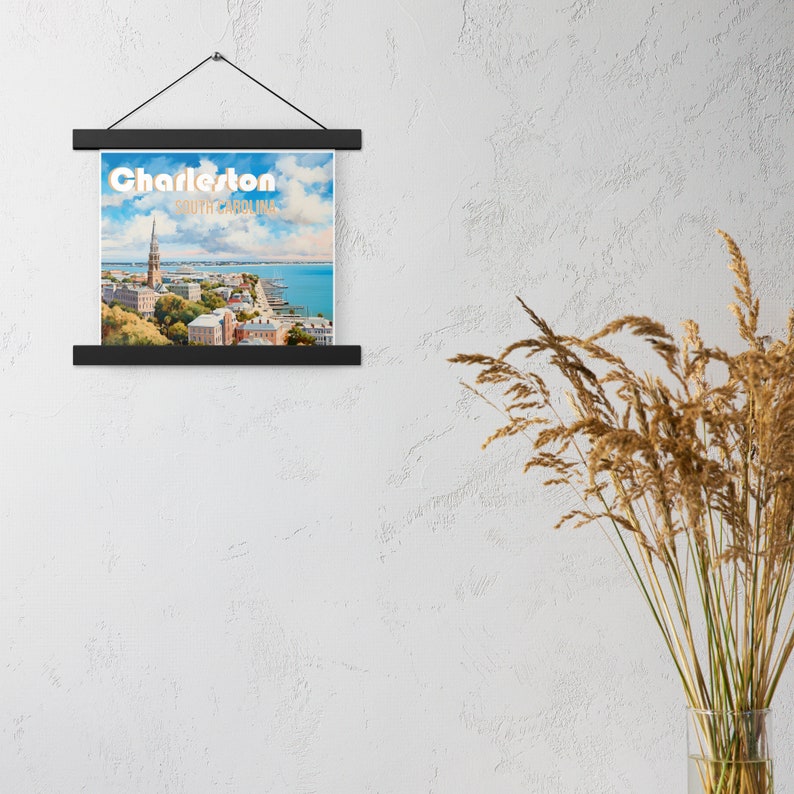 Charleston South Carolina Souvenir Poster With Hangers Etsy