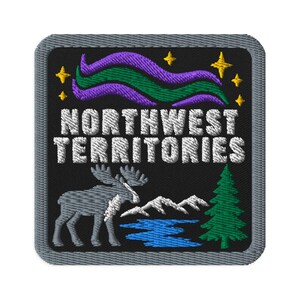 Northwest Territories Canada Moose Souvenir Embroidered Patch - Square Oval or Round Shapes Iron On Sew On Collectible