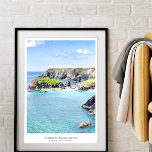 Cornwall Poster Print | Kynance Cove | Cornish Coast Seascape | Mounts Bay Cornwall Seascape | Wall Art | Cornish Beach | Secluded Beaches