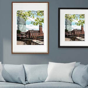 Manchester Print: Beetham Tower, Castlefield Canal, Springtime Cityscape