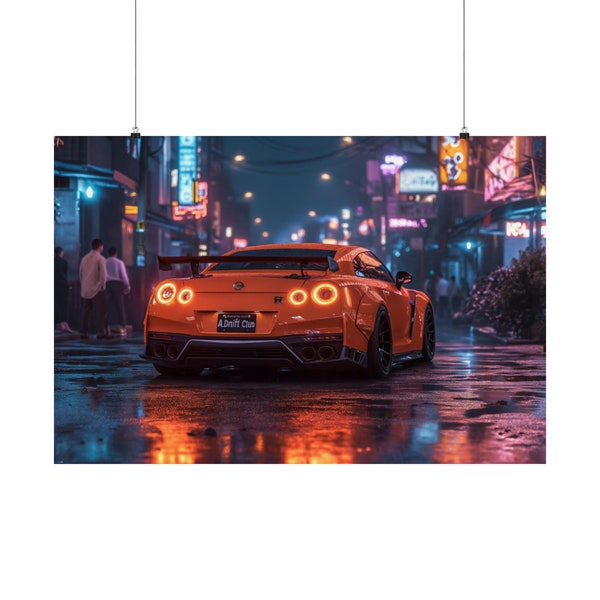 GTR R35 Car Wall Art, Car Decal, Car Accessories for Men, Skyline, Custom Car Poster, Nissan GTR Art Gift for Him, Racing, F1, Tokyo, Moody