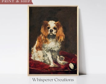 MAILED PRINT | Antique Dog Painting | Vintage Dog Print | Vintage Wall Art Wall Decor | Rustic Print | Dog Fine Art | Physical Print | #73