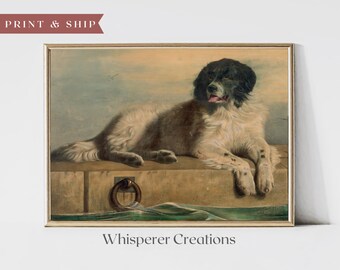 MAILED ART PRINT | Vintage Dog Painting | Vintage Dog Wall Art | Antique Dog Animal Painting | Farmhouse Wall Art | Physical Print | #274