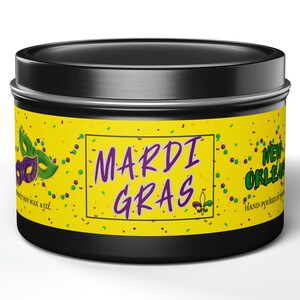 Mardi Gras Decoration, Mardi Gras Candle Tin Decor Inside,  Parade Favor, New Orleans Mardi Gras Parade, Krewe Ball Favor, Nola Souvenir