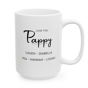 Custom Pappy Gift, Pappy Mug with Kids Names, Custom Pappy Mug, Personalized Pappy Mug from Kids, Personalized Fathers Day Gift from Kids