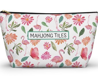 Mahjong-tegeltas, flamingo mahjong-tegelkoffer, mahjong-accessoire met ritssluiting, mahjong-tegelzak, mahjongcadeau, mahjong, mahjongkoningin-cadeau,