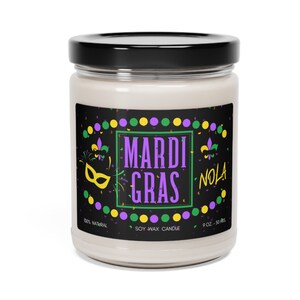 Mardi Gras Decoration, New Orleans Candle Decor Inside, Parade Favor, New Orleans Mardi Gras Parade, Krewe Ball Favor, Nola Souvenir,Soy 9oz