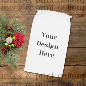 Christmas Sack Mockup PNG, Festive Holiday Santa Sack Flat Lay Mockup, Sack Mockup Digital File, Drawstring Bag Mockup, Winter Mockup