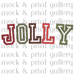 Jolly Christmas Digital Files SVG PNG, Holiday Varsity Letters, Diseño de sublimación de descarga instantánea