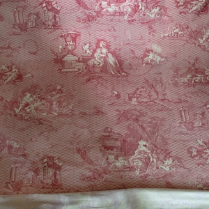 3+ yard pieces of Red Toile de Jouy Fabric from France
