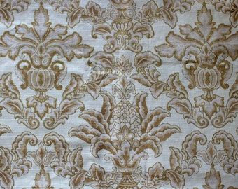 5 ou 10 mètres de tissu damassé doré et crème - European Interior Fabric Design (IFI) - vintage